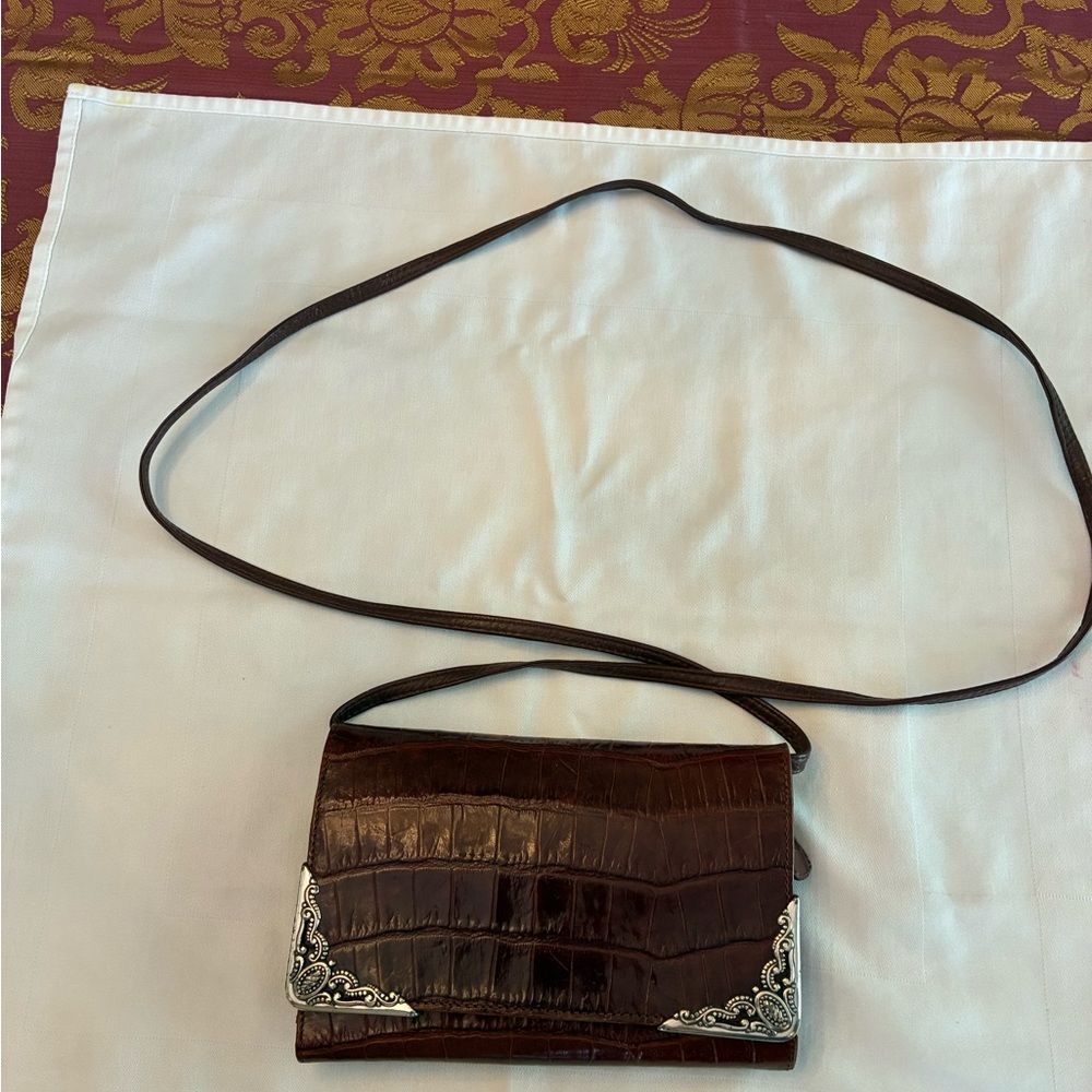 Brighton Brown and Silver Crossbody Bag with Structured Design